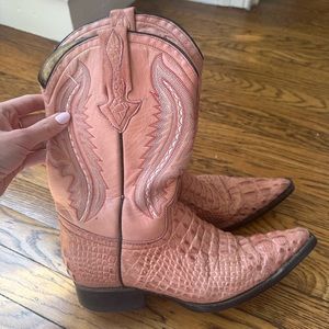 Vintage pink cowboy boots real leather size 8.5